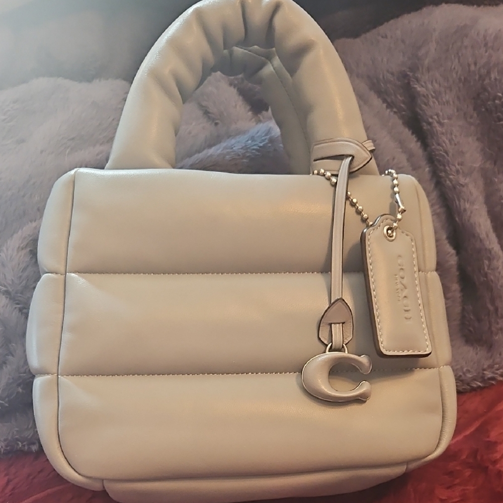 Coach Light Gray Padded Shoulder Bag